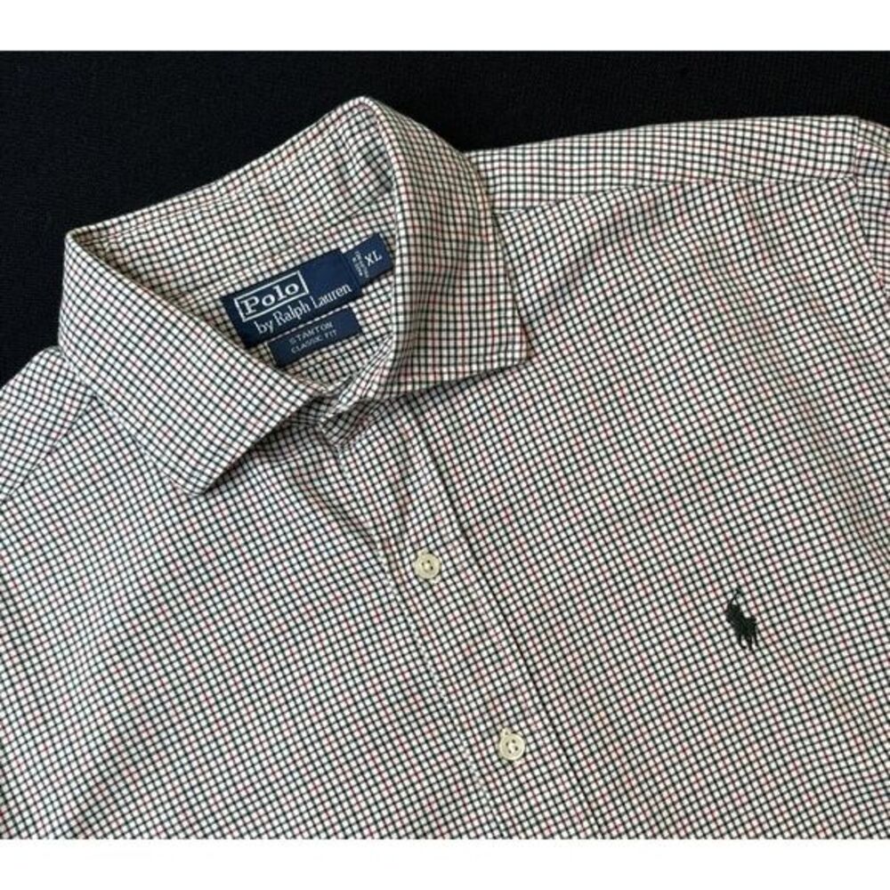 Polo Ralph Lauren XL STRANTON Shirt Mens Tan/multi-color Plaid Button EXCELLENT‎